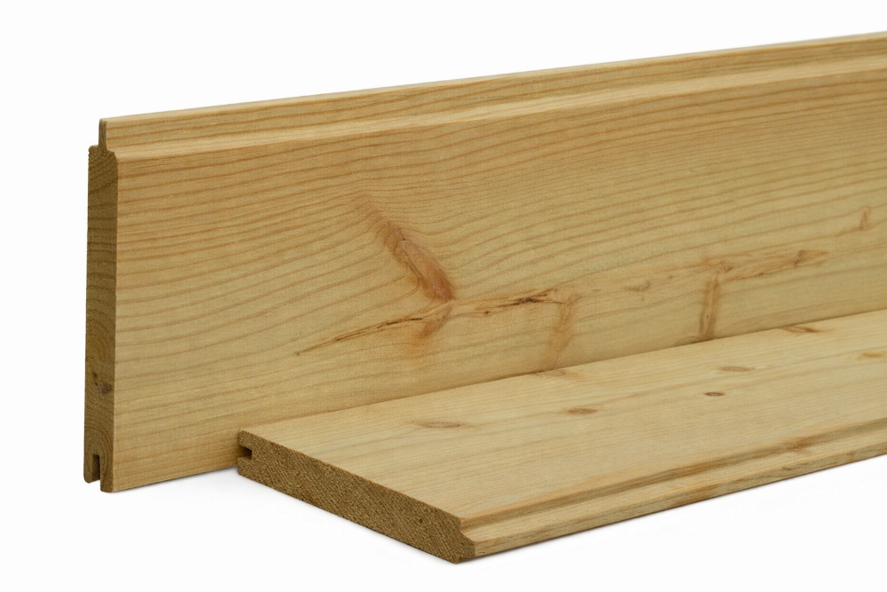 Douglas blokhutprofiel geïmpregneerd 28x195 mm met tand en groef voor blokhut of tuinhuis