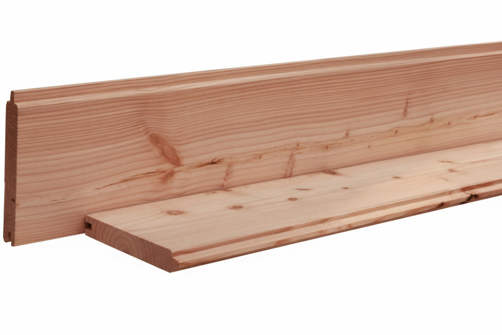 Douglas blokhutprofiel onbehandeld 28x195 mm met tand en groef voor blokhutten en tuinconstructies