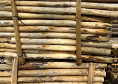 Grote voorraad pakken kastanje houten palen bij Prindal-Hout, direct leverbaar uit eigen houthandel