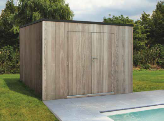 Box en Padoek double porte/porte coulissante