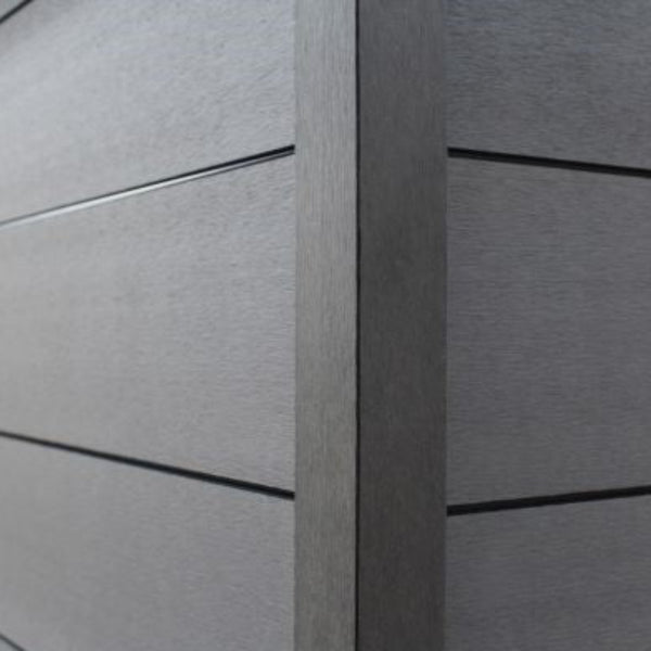 Detailfoto hoekafwerking composiet tuinhuis Nendaz - Exterior Living