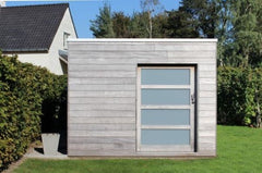 Box en iroko double porte/porte coulissante