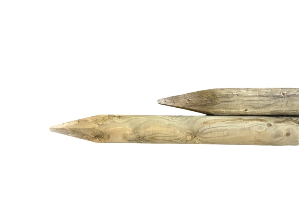 Poteaux en pin fraisés pointus imprégnés - dia. 8 cm