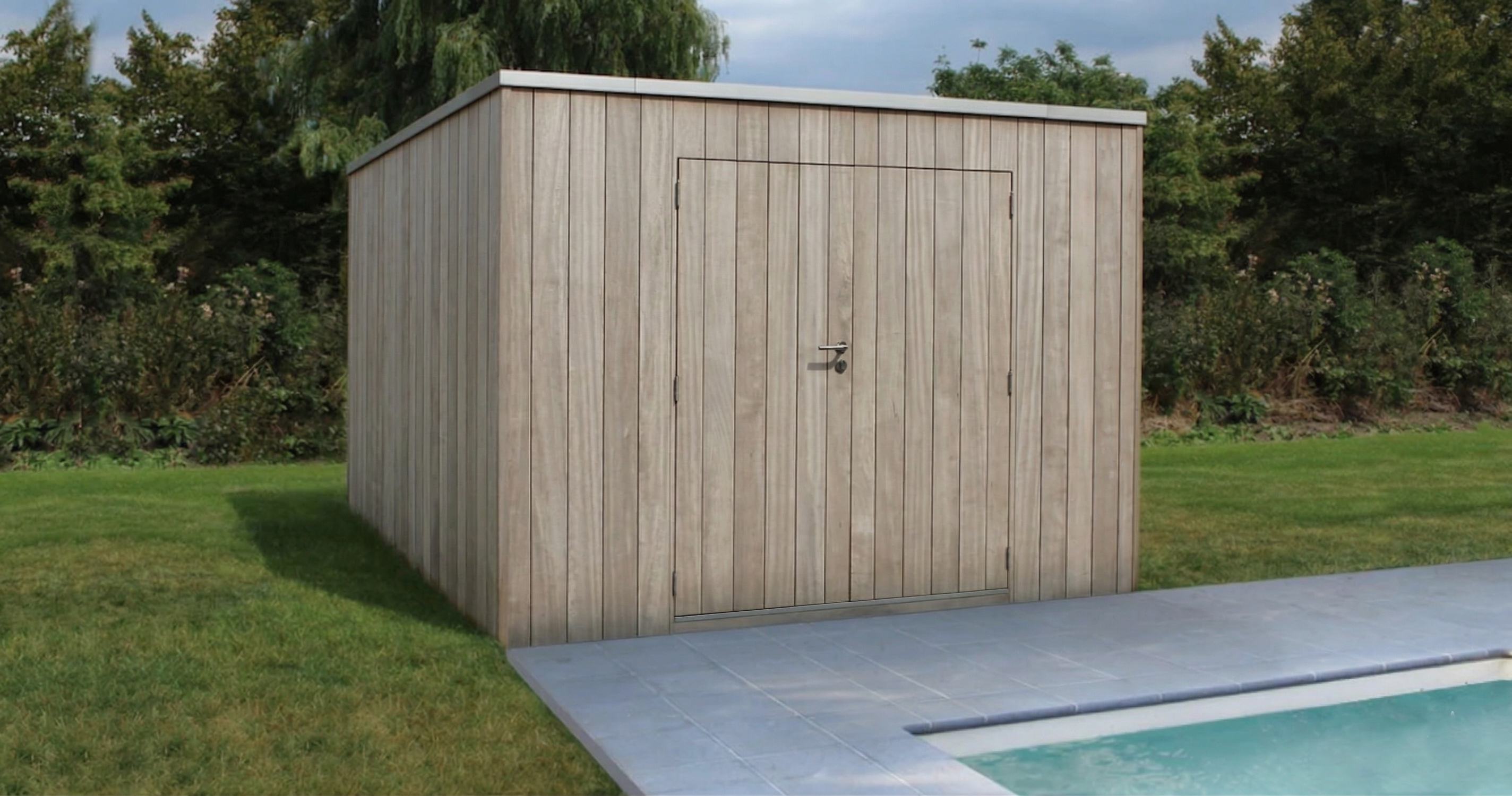 Box in iroko/padoek - enkele deur