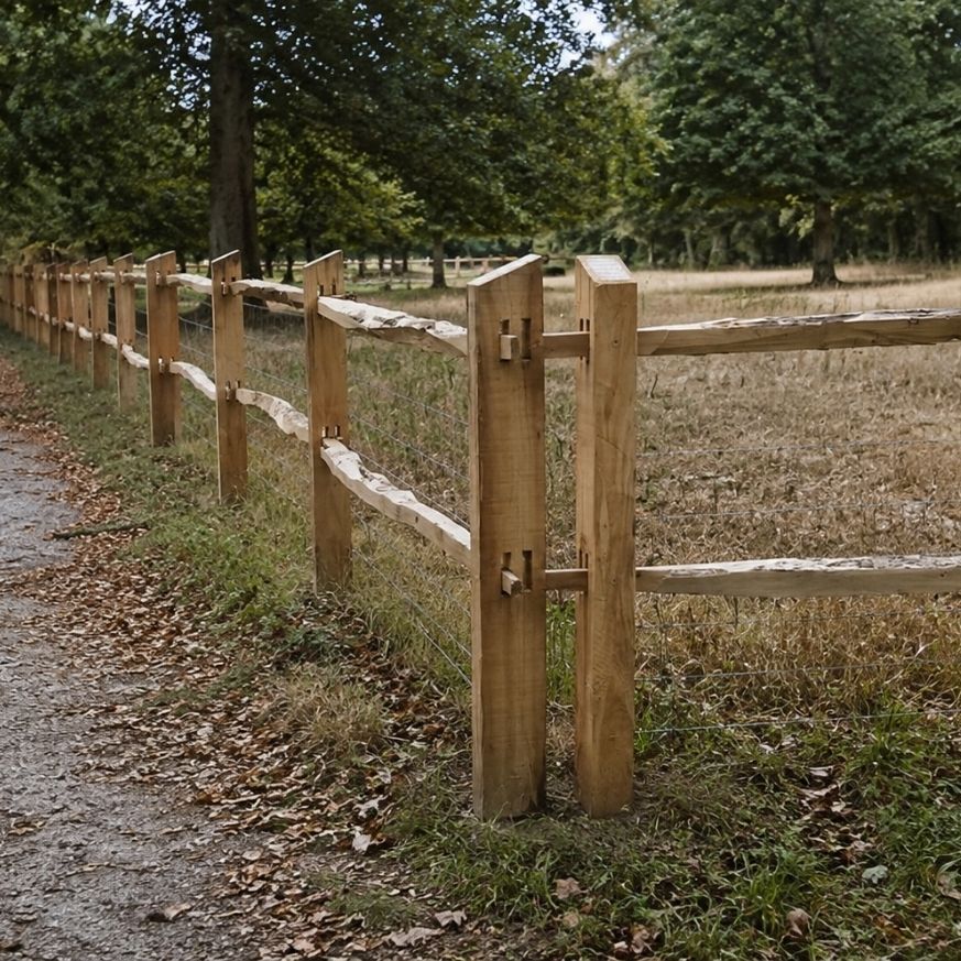 Robinia post en rail afsluiting in een hoek