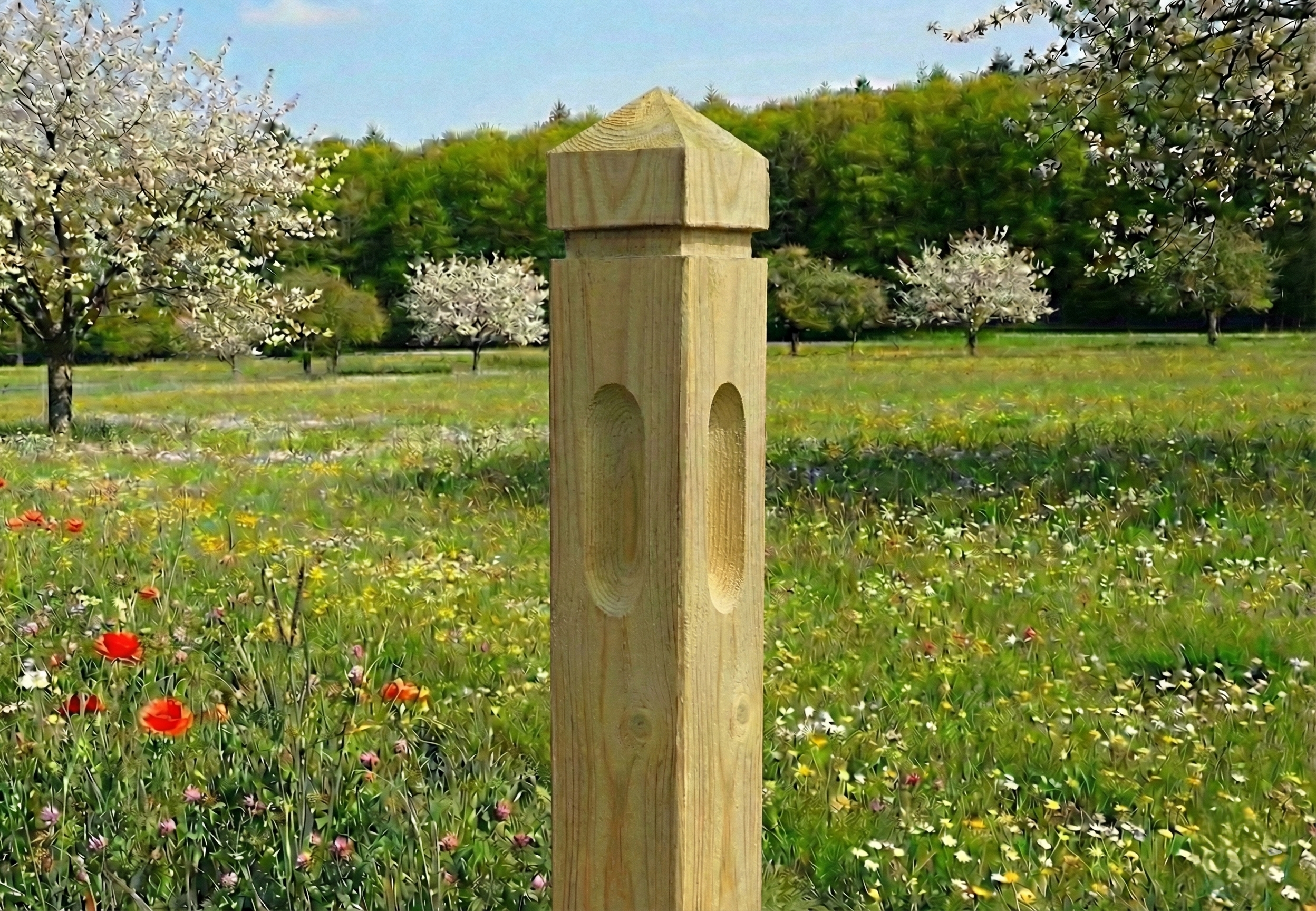 Clôture équestre - Pin rouge de Norvège - Poteau d'angle