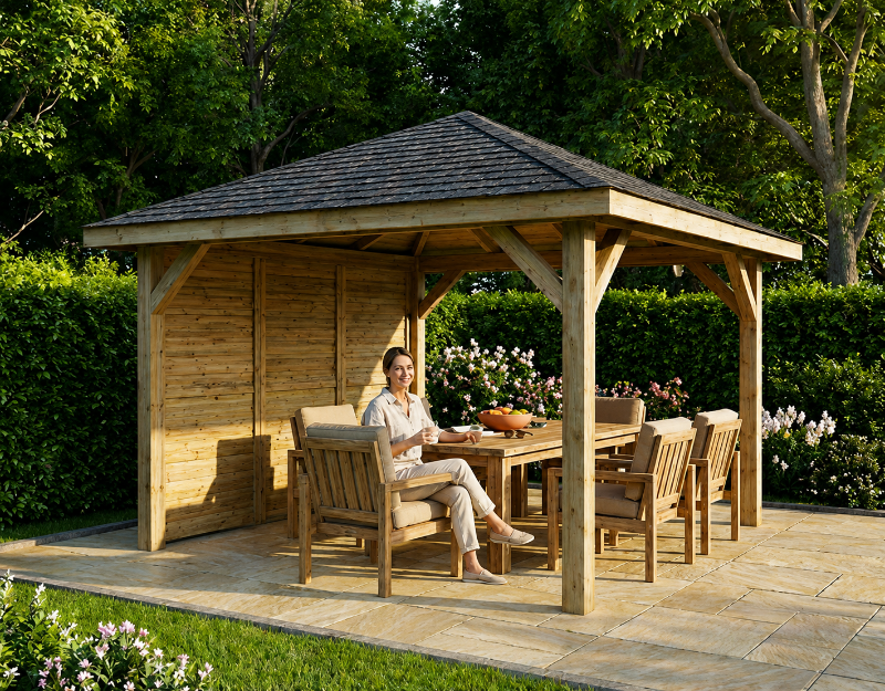 Kiosque en pin imprégné