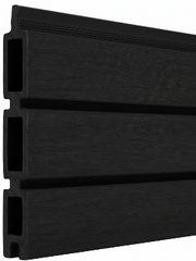 Modern zwart WPC tuinscherm met horizontale planken en aluminium profiel